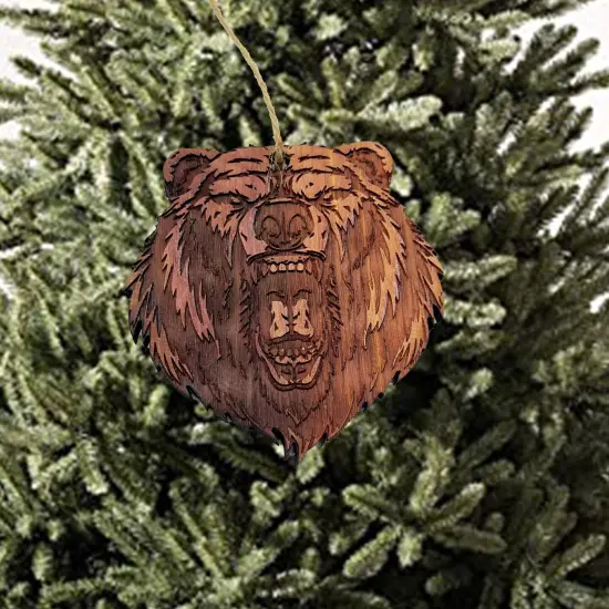 Mean Grizzly - Cedar Ornament {2}