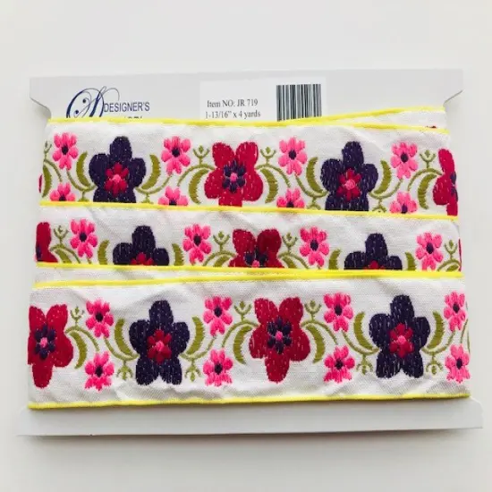 Designer's Shop JR 719 Jacquard woven embroidery Floral trim, 1-13/16" (46 mm) 4 yards {3}