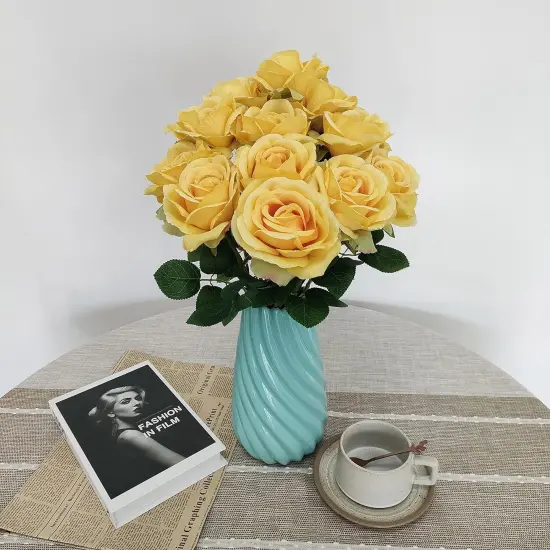 12 Pcs Artificial Roses for Wedding & Any Occasions Champaign {8}