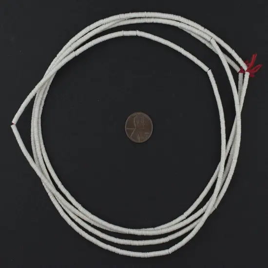 The Bead Chest African Vinyl Beads, Ghana Vulcanite Crafts Supplies for DIY Jewelry Making, Necklaces, Bracelets (3mm, White) {2}