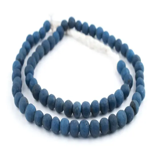 The Bead Chest Ancient-Style Java Glass Beads, Round Indonesian Handmade Fair Trade Etched Spacers for DIY Jewelry Making and Crafts (Opaque Teal) {3}