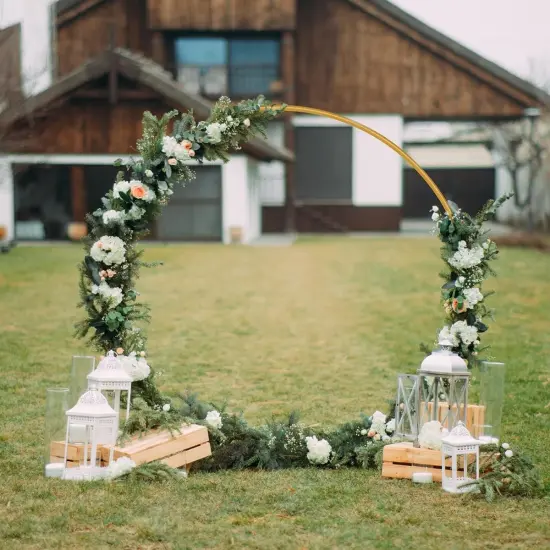 Round Arch Background Stand Hoop Balloon Flower Frame Wedding Decoration 6.6FT White {6}