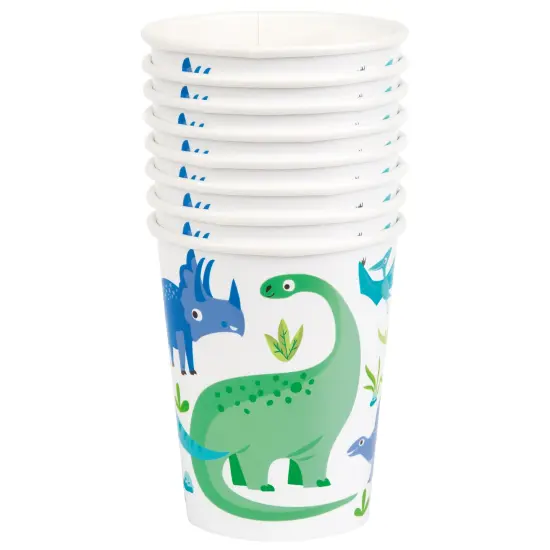 Blue & Green Dinosaur 9oz Paper Cups, 8ct {1}