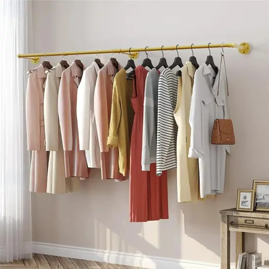 Super Long Industrial Pipe Clothes Rack Wall Garment Bar Clothes Hanging Rod {3}