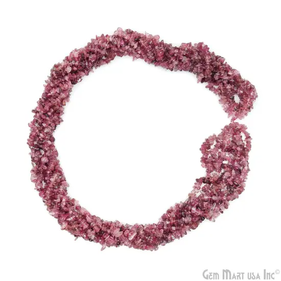 Pink Tourmaline Chip Beads, 34 Inch, Natural Chip Strands, Drilled Strung Nugget Beads, 3-7mm, Polished, GemMartUSA (CHTO-70001) {5}