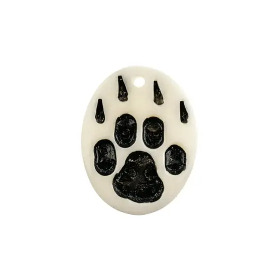 John Bead 1.25" Paw Natural Bone Pendants Burnt White {2}