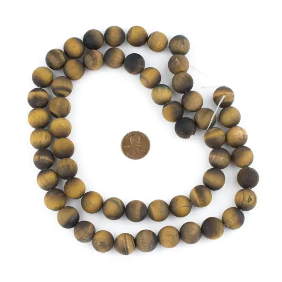 The Bead Chest Matte Tiger Eye Beads 14mm Brown Round Gemstone 15 Inch Strand {2}