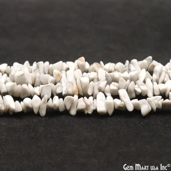 Howlite Chip Beads, 34 Inch, Natural Chip Strands, Drilled Strung Nugget Beads, 3-7mm, Polished, GemMartUSA (CHHW-70001) {5}
