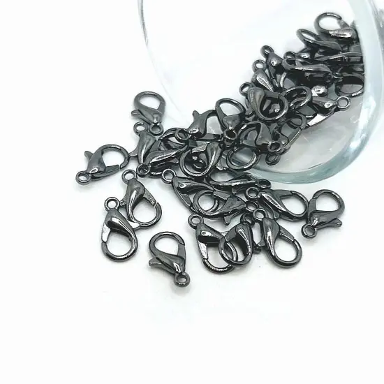 100 or 500 Pieces: 7 x 12 mm Gunmetal Gray Lobster Claw Clasps {1}