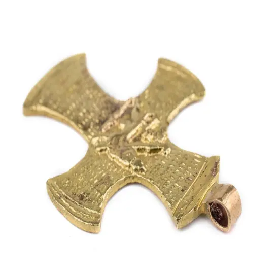 The Bead Chest Brass Lion of Judah Ethiopian Cross Pendant {4}