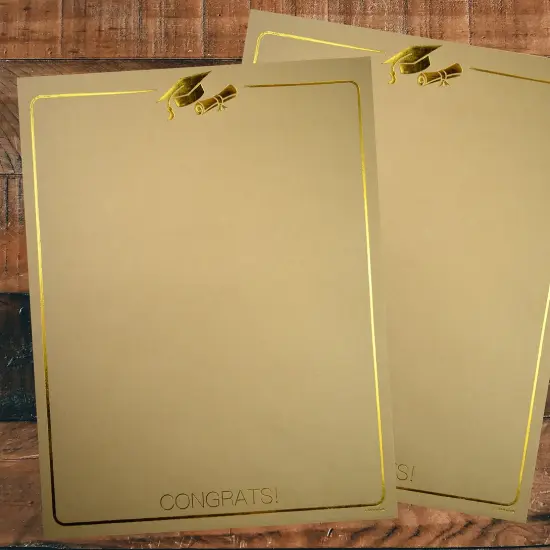 Great Papers! Golden Grad Foil Stationery Letterhead, Invitations and Announcements, Printer Friendly, 8.5"x11", 40 Pack {3}