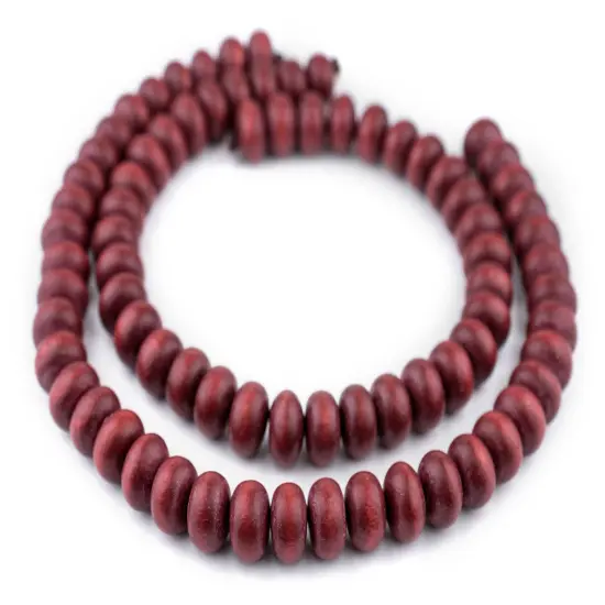 The Bead Chest Cherry Red Abacus Natural Wood Beads (10x15mm): Organic Eco-Friendly Wooden Bead Strand for DIY Jewelry, Crafts, Necklace and Bracelet Making {3}