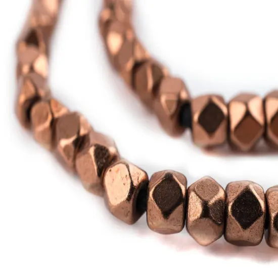 The Bead Chest Cornerless Cube Beads - Full Strand of Faceted Ethnic Metal Spacers (6mm, Copper) {1}