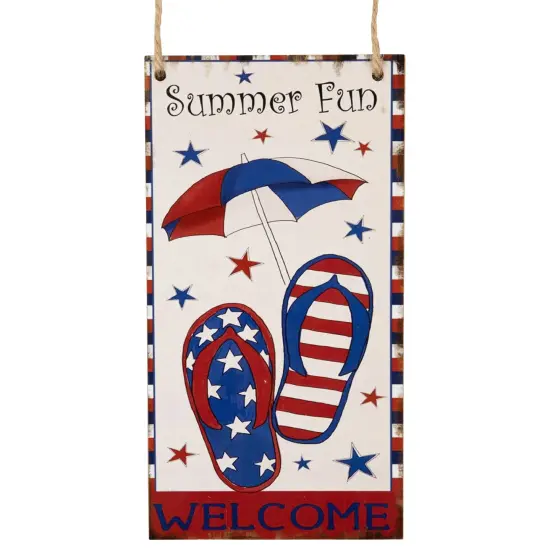 Northlight USA Summer Fun Welcome Patriotic Hanging Wall Decoration - 30.5" Red {5}