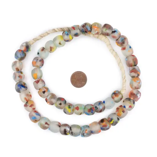 The Bead Chest African Recycled Glass Beads &ndash; Handmade in Ghana &ndash; Rainbow Speckled 14mm Strand for Jewelry Making, Crafts, and Home Decor I Approximately 45 Beads {2}