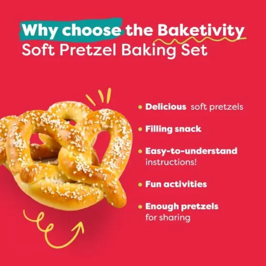 Baketivity Pretzel Making Kit - Real Cooking Set for Kids Ages with Recipe and Ingredients - Kids Baking Set for Girls & Boys - Great Gift for Family Bonding {2}