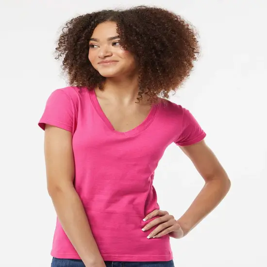 Tultex&reg; Women's Fine Jersey Slim Fit Crewneck Short Sleeve T-Shirt Heather grey {3}