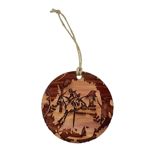 Horse Jumper - Raw Cedar Ornament 3x3in {1}