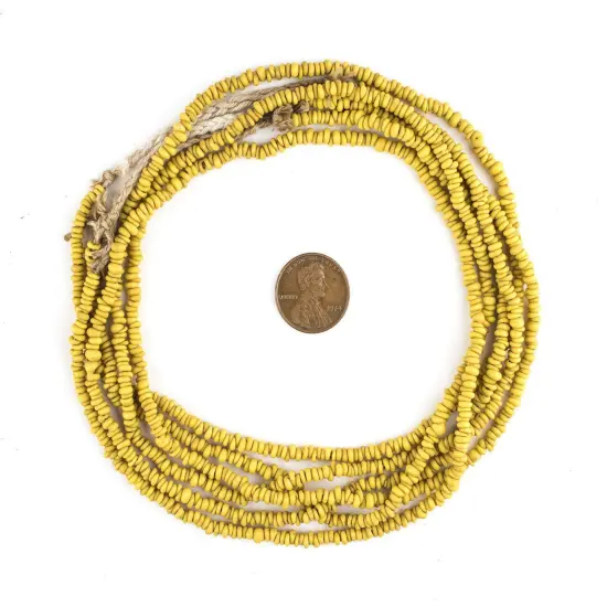 The Bead Chest Yellow 4mm Glass Heishi Beads - 23" Strand of Indonesian Java Spacer Beads for Crafts & Jewelry Making {2}