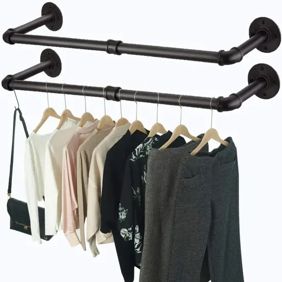 Durable Thick Metal Pipe Clothes Rack Closet Garment Hanging Bar {1}