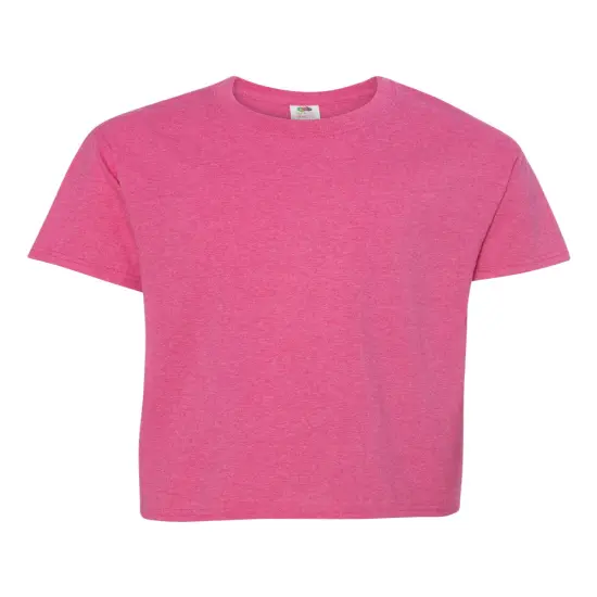 12 Pack: Fruit of the Loom&reg; Youth Short Sleeve Crew Neck T-Shirt Retro heather pink {1}