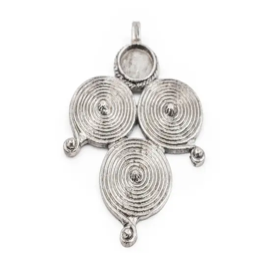 The Bead Chest Silver Berber Spiral Pendant (90x60mm) {4}