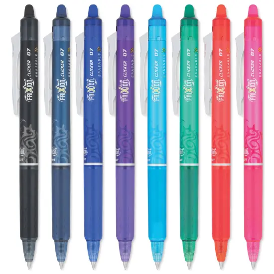 Pilot Frixion Clicker Erasable Gel Pens - Retractable, Assorted Colors, Set of 8, Fine {1}