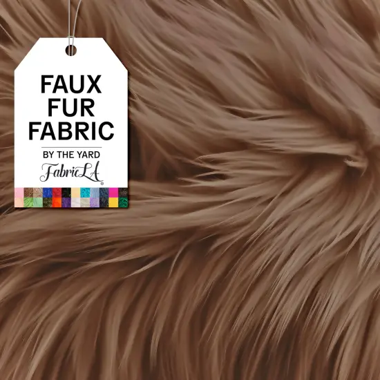 FabricLA | Shaggy Faux Fur | Fabric by The Yard | 72" X 60" Inch Wide | Craft Furry Fabric | Sewing, Apparel, Rugs, Pillows & More | Faux Fluffy Fabric | Light Brown, 2 Yard {1}