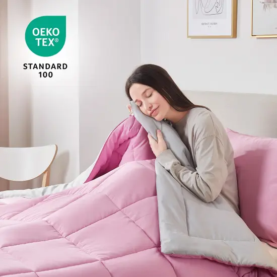 Nestl Down Alternative Comforter Pink/Light Grey {2}