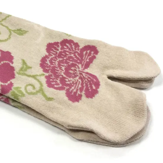 Wrapables Tabi Flip-Flop Socks (Set of 3), Rose & Peony, Black, Beige, Pink {5}