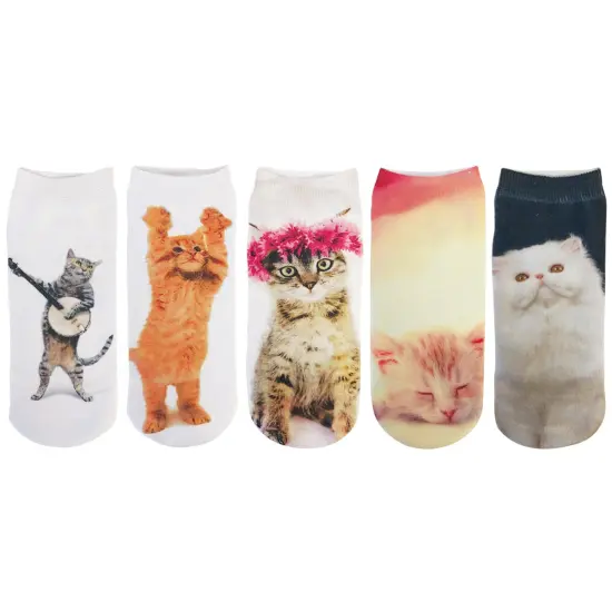 Wrapables 3D Novelty Funny Ankle Socks, Crazy Cats {2}