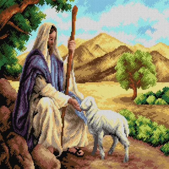 Gobelin canvas for halfstitch without yarn Jesus with a Lamb 2313M {1}