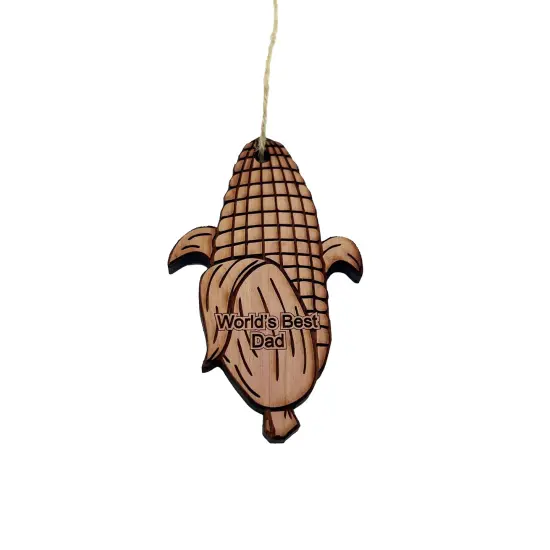 Worlds Best Dad Corn on the cob - Cedar Ornament {3}