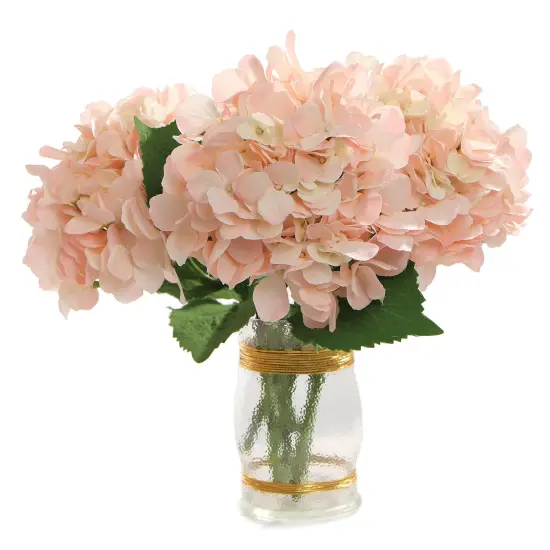 Pink Artificial Hydrangea Stems - 3PC Box with Lifelike Blooms, Ideal for Bouquets, Centerpieces & Home Decor - Elegant All-Season Display, Floral Home by Artificial Flowers {1}