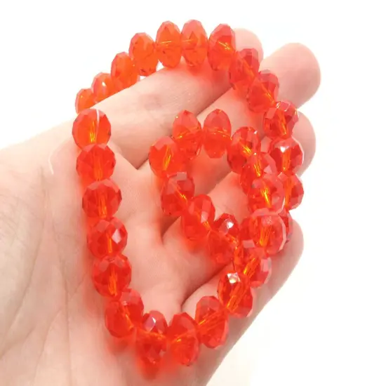 35 11mm x 9mm Red Faceted Rondelle Glass Beads {2}