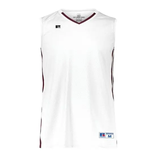 Russell Athletic&reg; Legacy V-Neck Basketball Jersey White/ maroon {1}