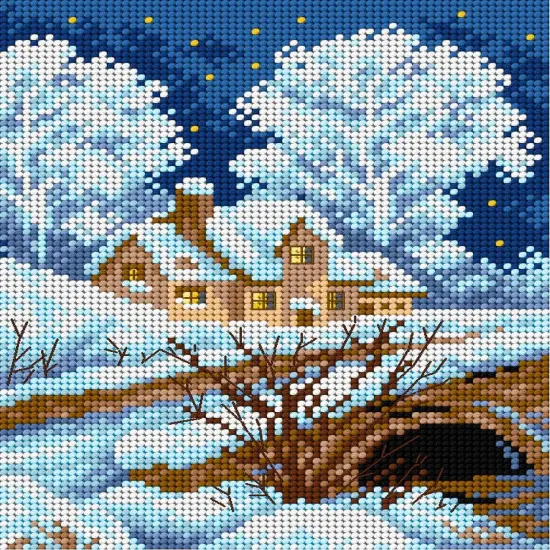 Gobelin canvas for halfstitch without yarn Winter Landscape 2167F {1}