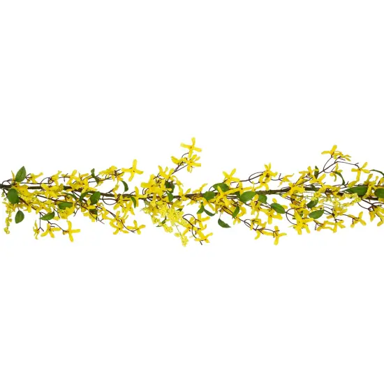 Northlight Forsythia and Berry Floral Spring Garland - 5' - Yellow {4}