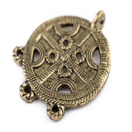 The Bead Chest Brass Circular Cross Tribal Baule Connector Pendant (39x50mm): African Tribal Metal Pendant for DIY Jewelry and Necklace {3}