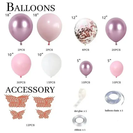 Pink Wedding Party Balloons Garland Birthday Butterfly Decor Balloons Arch Kit {1}