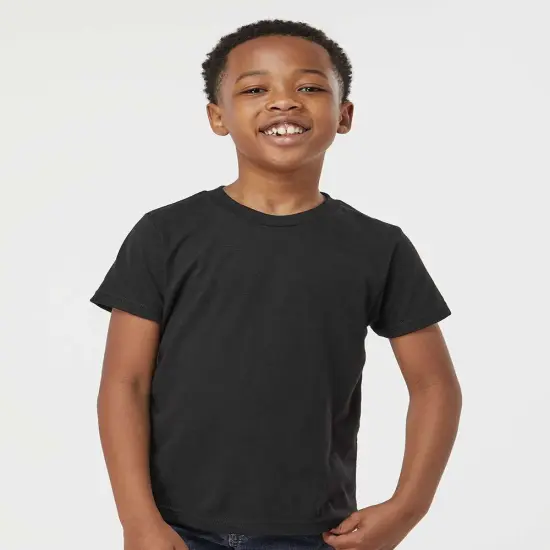 Tultex&reg; Crewneck Short Sleeve Youth Poly-Rich T-Shirt Black {1}