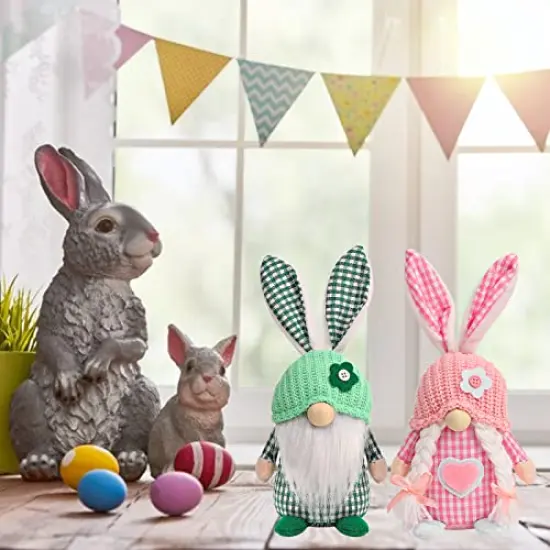 Easter Gnomes Decorations, 2 Pcs Plush Easter Bunny Handmade Swedish Tomte Elf Stuffed Doll Rabbit Gifts Cute Easter Faceless Dwarf Bunny Household Ornaments, Home Decor {4}