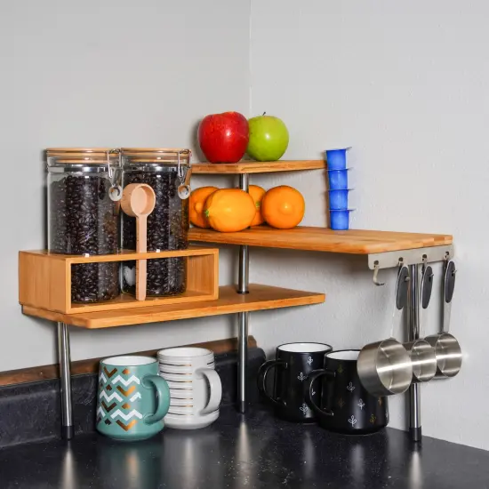 7Penn Kitchen Counter Organizer Plant Shelf - Tiered Display Stand with Hooks {5}