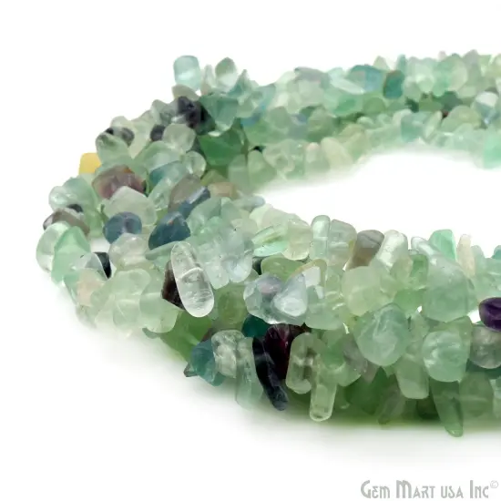 Flourite Chip Beads, 34 Inch, Natural Chip Strands, Drilled Strung Nugget Beads, 7-10mm, Polished, GemMartUSA (CHFL-70004) {3}