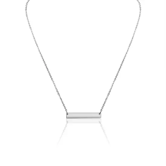 Blank Polished Bar Stainless Steel Necklace Rose {4}