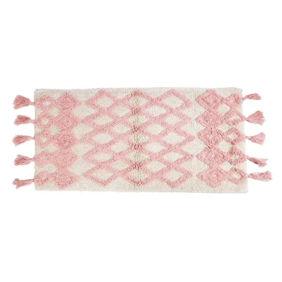 Pink Tassel Bath Mat Hand Tufted Cotton Bath Rug For new year gift {6}