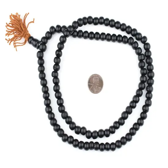 The Bead Chest 108 8mm Black Bone Mala Beads - Handmade Fair Trade Nepal Prayer Rosary Beads Necklace for Mediation, Yoga, Jewelry Making, Crafts {2}