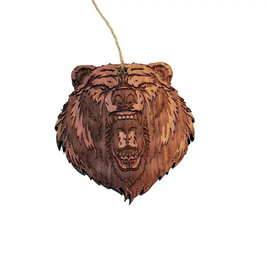 Mean Grizzly - Cedar Ornament {1}
