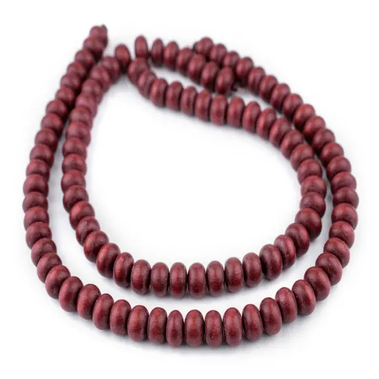 The Bead Chest Cherry Red Abacus Natural Wood Beads (8x12mm): Organic Eco-Friendly Wooden Bead Strand for DIY Jewelry, Crafts, Necklace and Bracelet Making {3}
