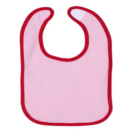 Rabbit Skins&reg; Infant Soft Contrast Trim Jersey Bib Pink/ red {2}